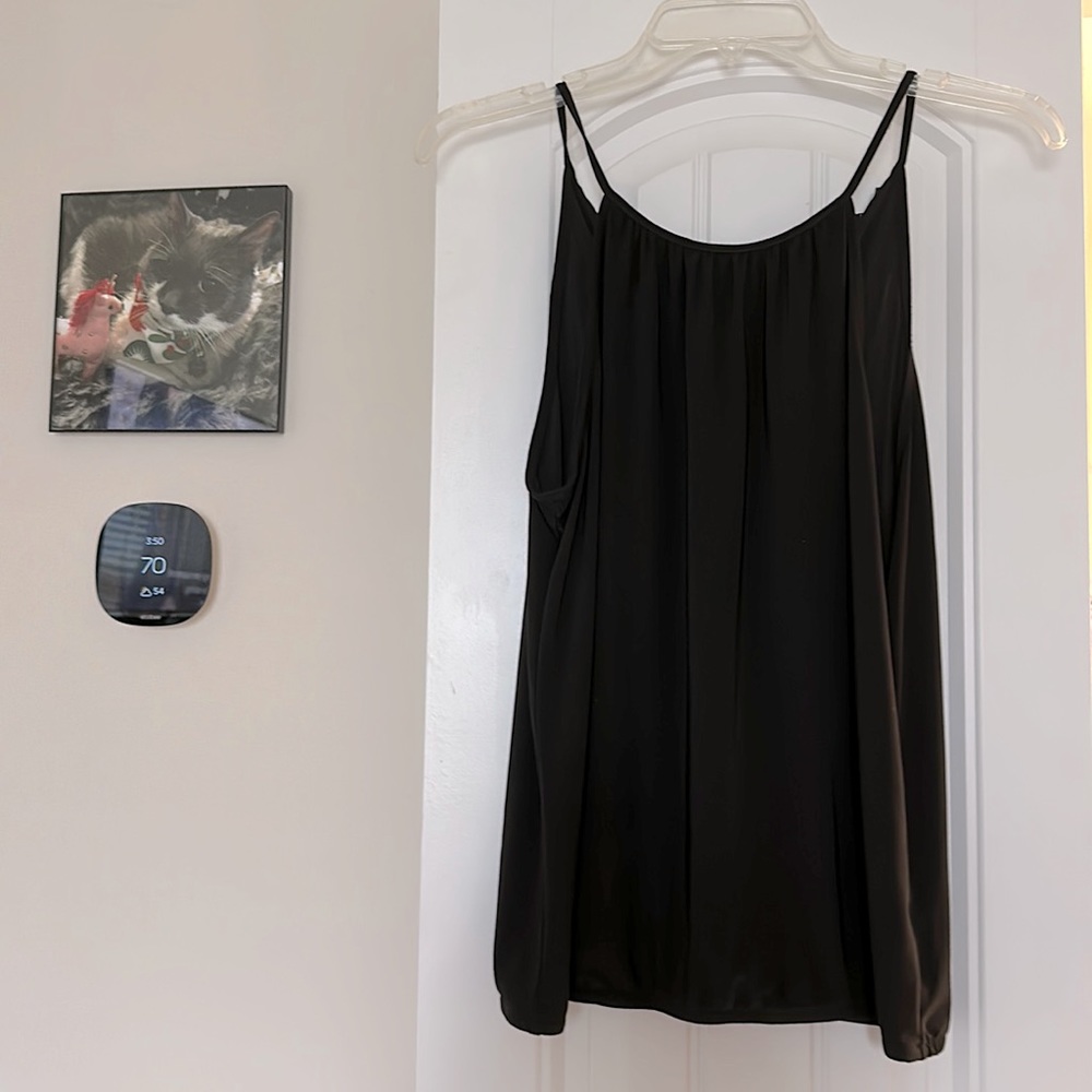 Express brand black silky spaghetti strap tie top with elastic bottom S SMALL LN